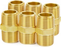 Versatile Brass Hex Nipple 3/4″ NPT Male Thread Adapter – 6 Pack of Durability