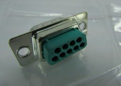 2 Positronic Mil Spec DSub Connectors DE-9, DB-9 Male, Gold Crimp Pins RD9M1000Z