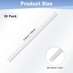 20 Pack Round Aluminum Rod 4mm 5/32 Dia 150mm 6 Inch Length 6061 Solid Bar