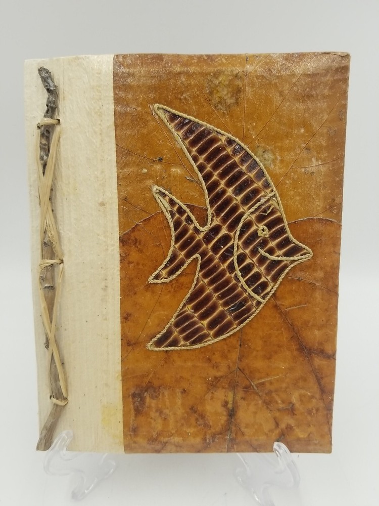 Natural Paper Leaves Cover w/Recycled Paper Notebook/Scrapbook w/Fish Indonesia