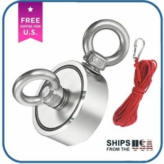 Double Sided Neodymium Fishing Magnet Kit 1000LB Pull Force Treasure Hunt Magnet