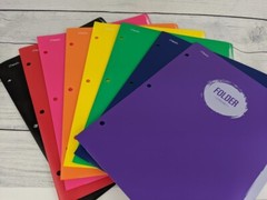 Plastic Mead 2 Pocket School Folder, 12″ X 9 3/8″, assorted colors