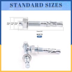 Glarks 20Pcs 3/8″ x 3″ Wedge Anchors Zinc Plated Heavy Duty Fastener for Conc…