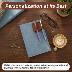 Leather Pen Holder for Notebook 2.9 x 2.3Inch Pen Holder Clip Double Slot Pen…