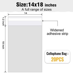 14×18 inch 20Pcs Clear Cellophane Bags Clothing Bag Self Adhesive Resealable Sea