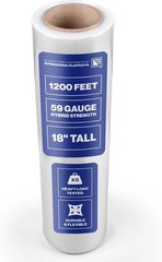 Versatile 18″ Plastic Stretch Film – 1200 ft, 500% Stretch for Storage & Moving