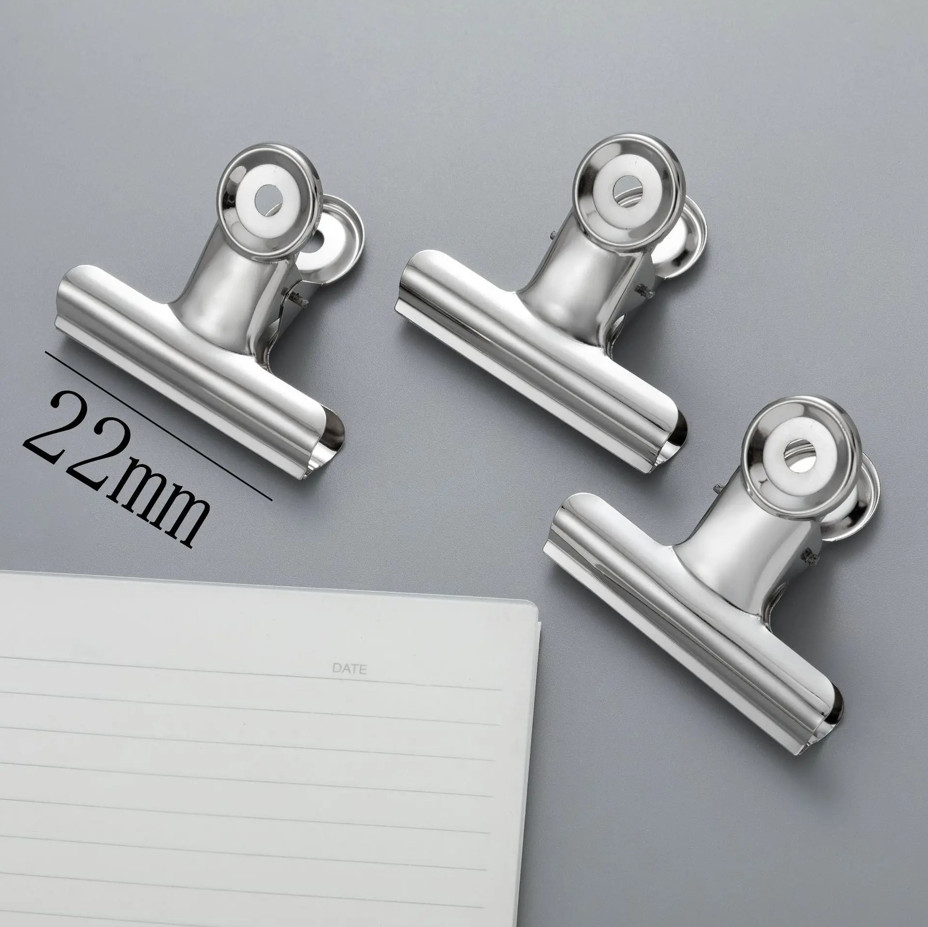 6 pcs Stainless Steel Binder Clips Strong Metal Paper Clamps