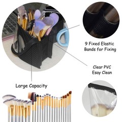 Travel Makeup Brush Holder Organizer Zipper Cosmetic Bag Portable Toiletry Pouch