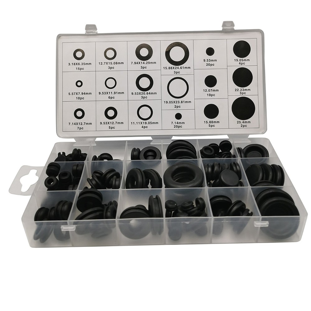 125PCS/Set Rubber Grommet Firewall Hole Plug Electrical Wire Gasket Assortment