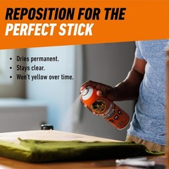Heavy Duty Multipurpose Spray Adhesive, Repositionable, 14 Oz, Clear (1 Pack)