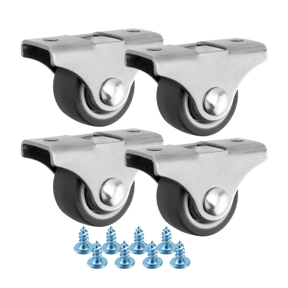 Quacc 4 PCS 1 Inch Fixed Caster Wheels Furniture Directional Casters Mini Cas…