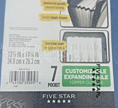 FiveStar Expanding File Folder Zipper Close 7-Pocket Blue School Supply Lot of2