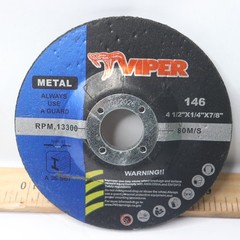 (5-Pk) Viper Metal Grinding Wheel RPM 13300 80M/S 4-1/2″ X 1/4″ X 7/8″ 146