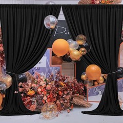 20 ft x 10 ft Wrinkle Free Black Backdrop Curtain for Parties, 4 Panels 10ft …