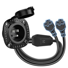 5-in-1 AC Port Plug 20A 125V, Dual 12AWG 20-inch Extension Cord, T-Blade Adapter