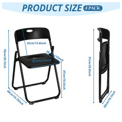 4PC Outdoor Heavy Duty Plastic Portable Folding Chair with Reinfoced Steel Frame