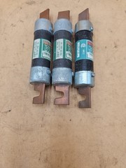 LOT OF 3 Bussmann Fusetron FRN-R-100 Dual Element Time Delay Fuses. 100 Amp