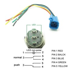 Waterproof Metal Push Button Switch LED Ring Halo Light 16mm 12V 24V +Connector