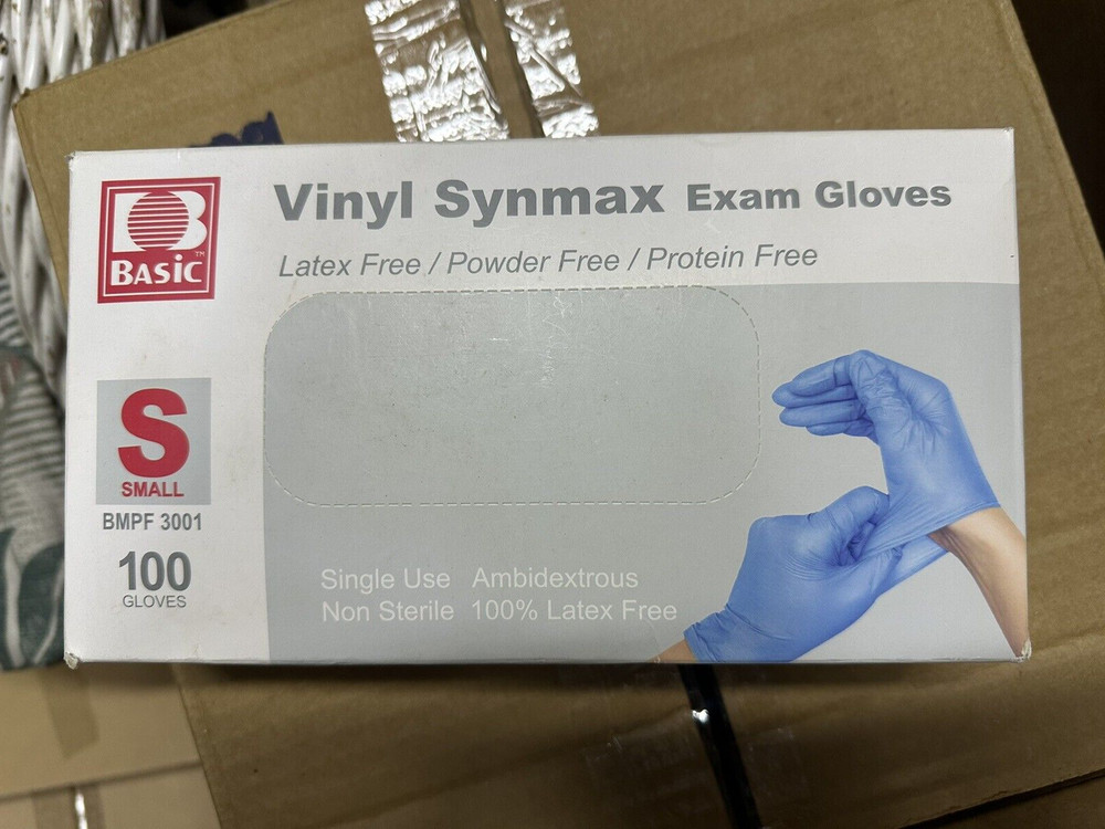 Two (2) Boxes Small Basic Vinyl Synmax Exam Gloves