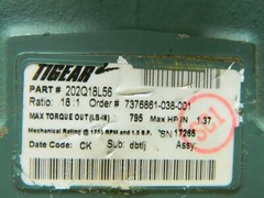 DODGE TIGEAR 18:1 Ratio Speed Reducer 795 In lbs 56C 202Q18L56