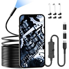 Endoscope Camera with Light, 1920P HD Borescope Camera with 8 LED Lights 16.4ft