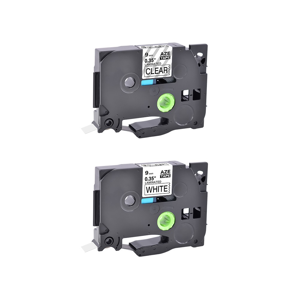 2×Compatible with Brother TZ TZe-121 221 9mm Black on Clear/White Label Tape