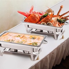 6 Pack Stainless Steel Chafer Chafing Dish Sets Catering Food Warmer 8 QT