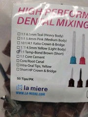 50 Dental HP Mixing Tips for Temporary Cement Material Brown/Black (Short) 1:1