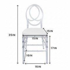 Set of 3 Crystal Clear Acrylic Chiavari Wedding Chairs with Cushions for Event