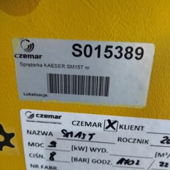 KAESER SM15T screw compressor, 9 kW, 1.5 m³/min, 8 bar, with dryer