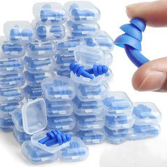 10 Pairs Reusable Silicone Ear Plugs Noise Reduction Sleep Swimming Set – NEW