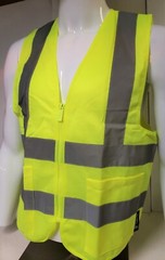 FX 2 Pockets Neon Yellow Safety Vest with Reflective Strips ANSI/ISEA APPROVED