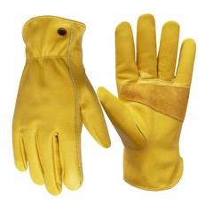 Cowhide Leather Work Gloves XX-Large Yellow Reinforced Construction Gardening
