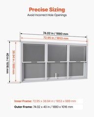 VEVOR 74×40 in Concession Window Aluminum Alloy Service Window for Food Truck