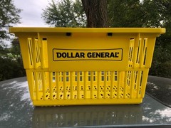 Vintage Grocery Store Shopping Basket Assortment: Hy-Vee, Camel, Dollar General