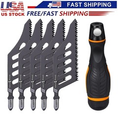 5x Flush Cutting Jigsaw Blade Irregular Curve Saw Blade with Handle for Wood US#
