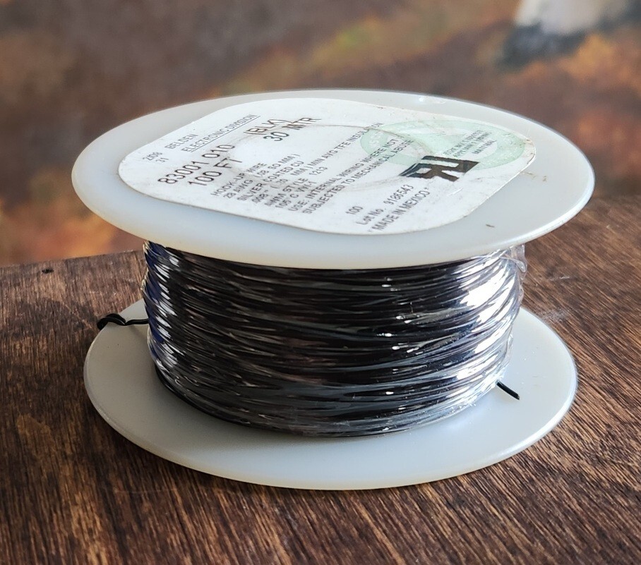 Belden 83001 010 28g Silver Coated Copper Wire, TFE insulation, Black 100ft/30M
