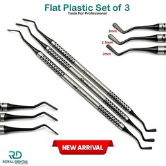 Dental Flat Plastic Composite Filling Instruments Set of 3 Mate Black Tips