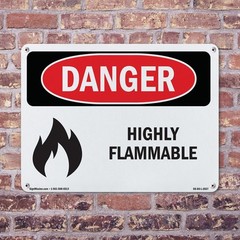 Highly Flammable OSHA Danger Sign Metal, Plastic, Or Decal – 5 or 10 Pack