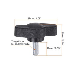 20pcs M4 x 10mm Male Thread Tee Wing Knobs Thumb Screw Clamping Knobs Grip Black