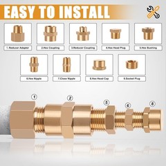 106PCS Brass Pipe Fittings Assortment Kit NPT Extension Adapter,Reducer Bushing,