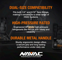 NAVAC NVR2 Valve Core Removal Tool 1/4″ 5/16″ HVAC R410A Vacuum