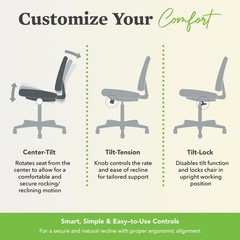 HON Sadie Executive Chair, Leather, Ergonomic, Adjustable Arms, Black