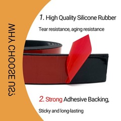 Rubber Seal Strips Adhesive Backing DIY Gasket Weather Strip 1/8 T x 1 W 10 Ft