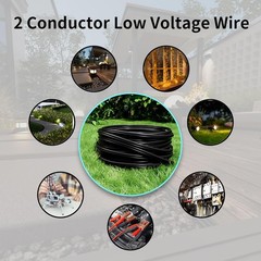 100FT LOW VOLTAGE 12/2 CABLE LANDSCAPE BURIAL COPPER WIRE OUTSIDE 12AWG 2 CORE