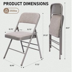 16 Pack Padded Metal Folding Chairs Grey Fabric 350lb Wedding Office Church