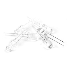 100x White LED 5mm Round Top Transparent Clear Tip PCB Board Solder F5 Bulbs