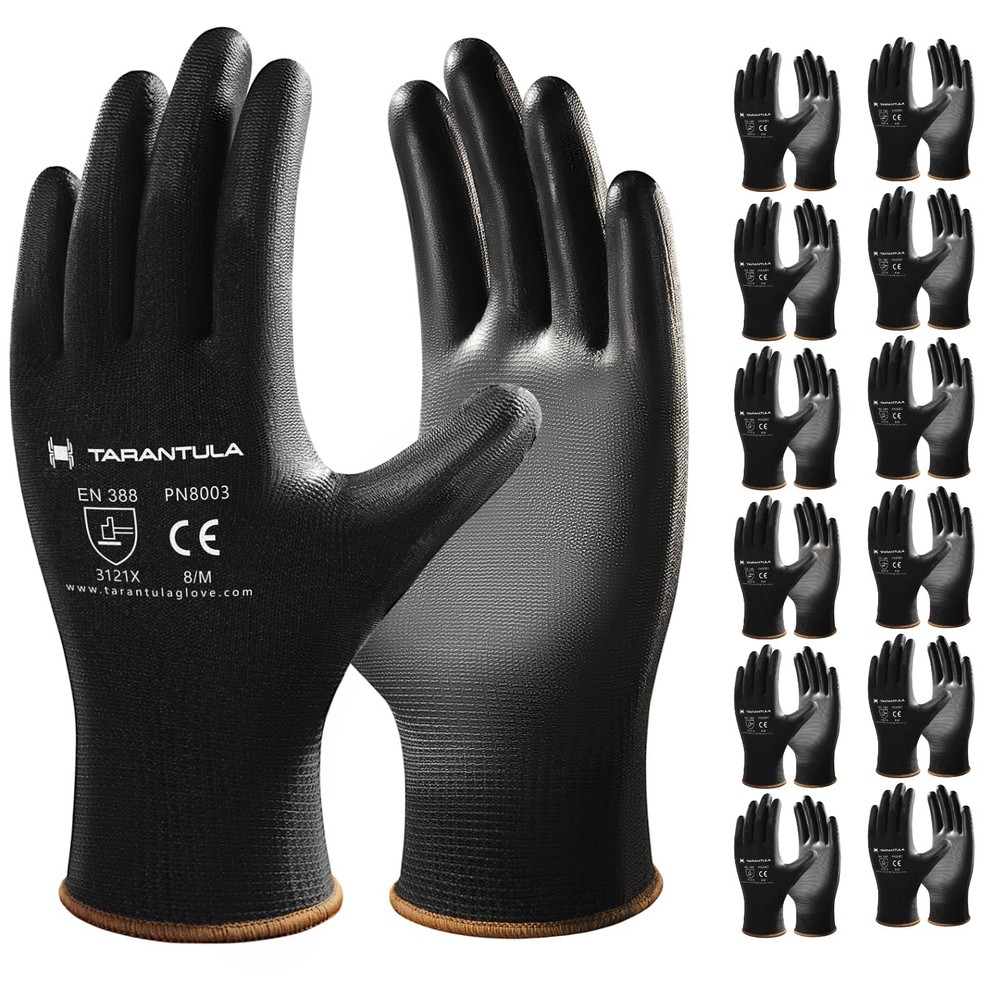 Ultra-Thin PU Coated Work Gloves-12 Pairs,Excellent Grip,Nylon Shell Black Po…