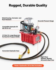 VEVOR Electric Hydraulic Pump 750W 10000 PSI Double Acting Hydraulic Power Unit