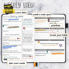 Undated Planner Weekly and Monthly Productivity Daily Planners Agenda Calendar t